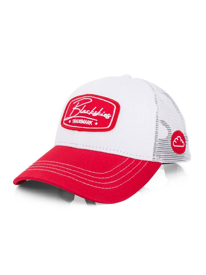 Casquette de baseball de course rouge-blanc-rouge pour la vente par Blackskies