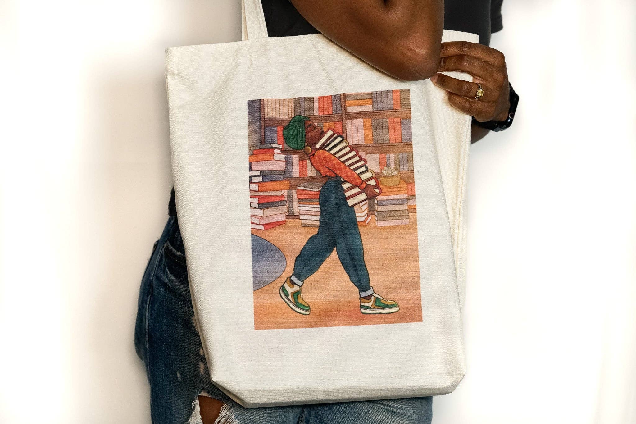 Pounded Yam Productions - Wholesale Tote Bag - Women's - Canvas Tote Bag - Book Stack4
