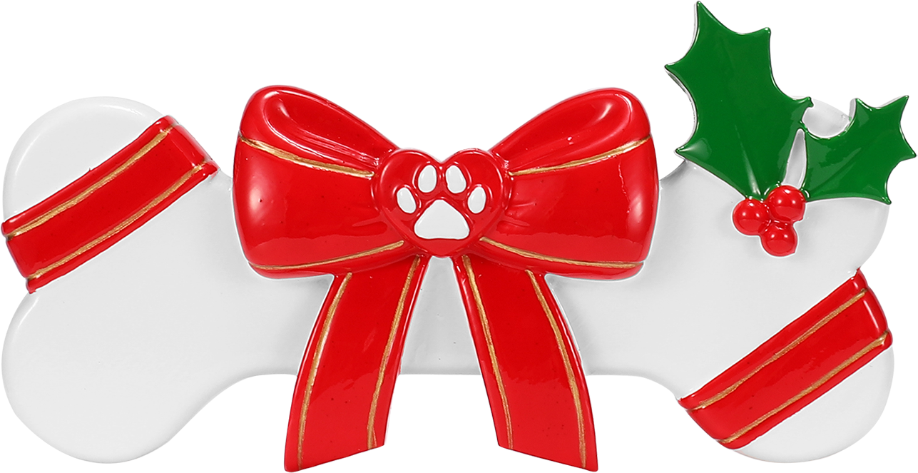 PolarX Ornaments - Wholesale Ornament - Dog Bone with Christmas Ribbon Personalized Ornament0
