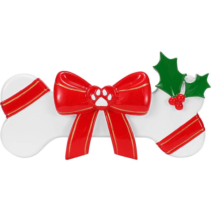 PolarX Ornaments – wholesale Ornament – Dog Bone with Christmas Ribbon Personalized Ornament