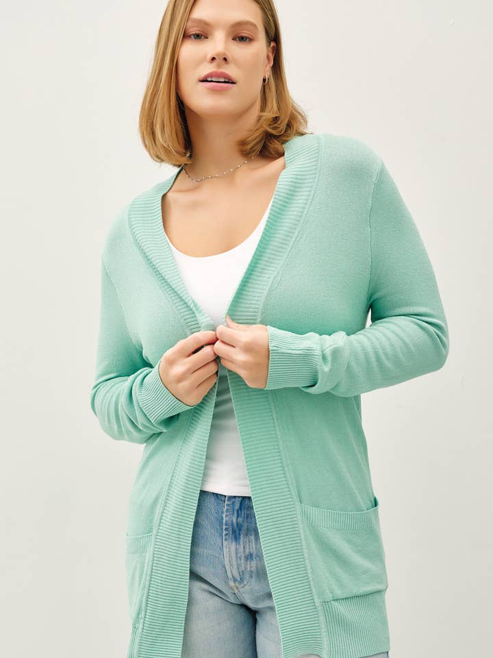 PLUS COTTON BLEND KNIT OPEN FRONT CARDIGAN for wholesale by Be Cool