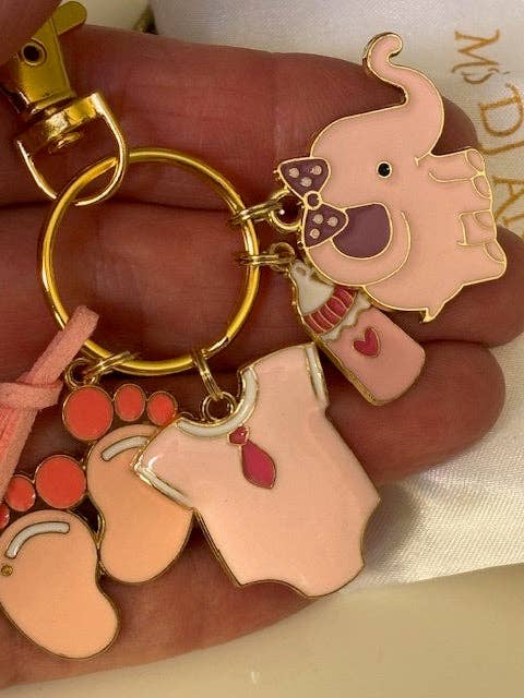 Miss DJ Angel – Engroshandel Nøglering - Børn – Nøglering nyfødt baby, nøglering det er en pige, nøglering barn fødsel, fødselsgave pige, fødselsgave lyserød2