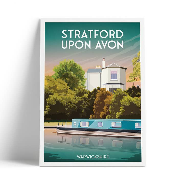 Printagonist – wholesale Art print – Stratford Upon Avon Print | Canal | Narrowboat | England0