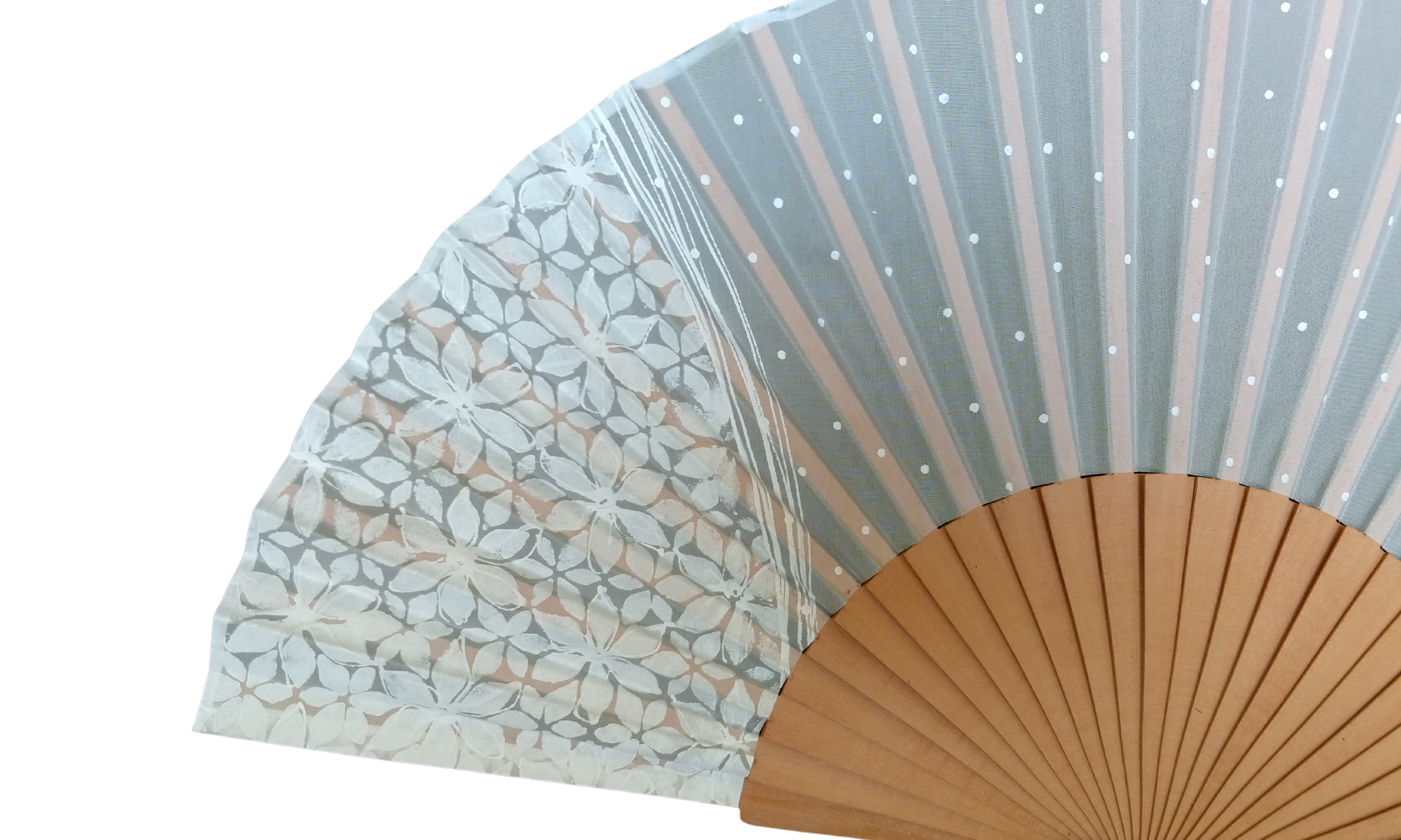 CONCHA BLANCH - Venta al por mayor Ventilador plegable de mano - Abanico blanco de seda natural pintado a mano para novia1