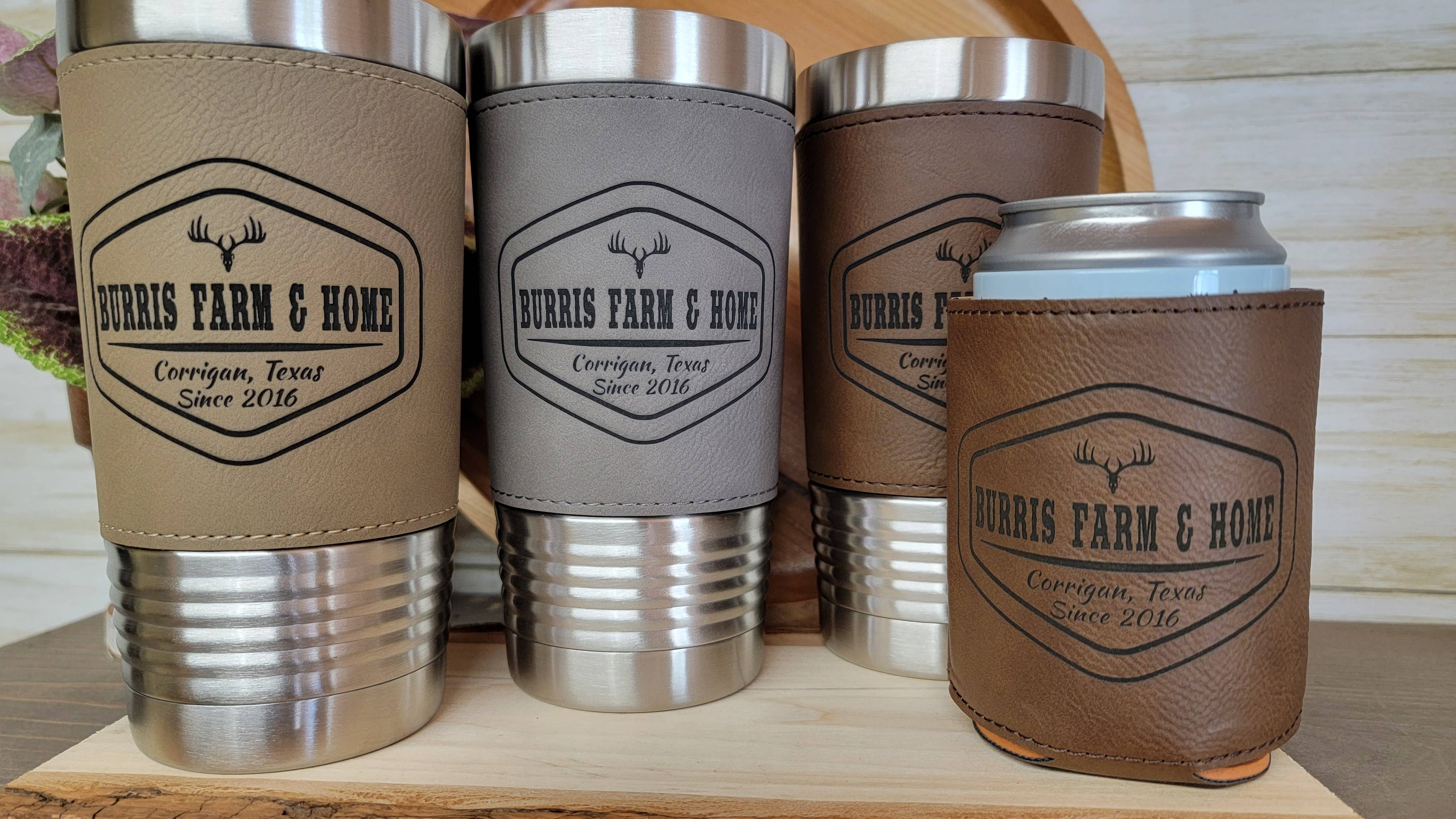 Clack Design - Wholesale Insulated Mug/Tumbler - Custom Logo Leather Engraved Tumblers. 20 ounce1