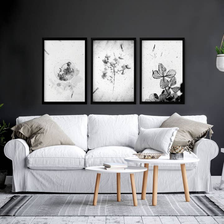 Weiße und schwarze Wandkunst | Set mit 3 Drucken für den Großhandel von About Wall Art