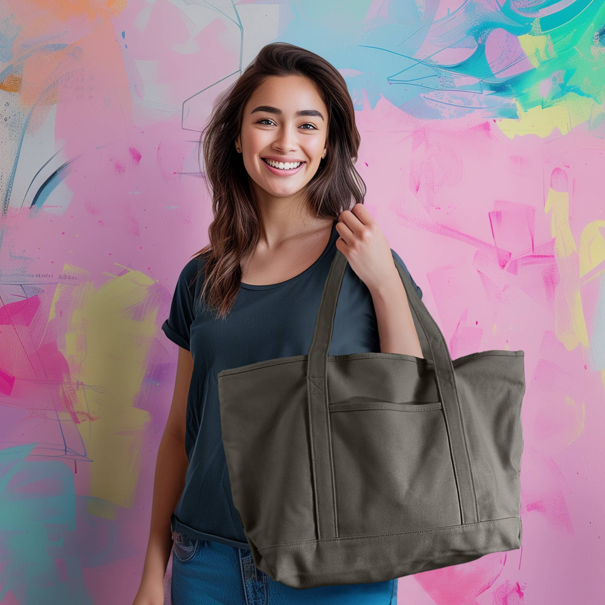 Dalix – Großhandel Tragetasche – Damen – Dalix 23" Deluxe 24 oz. Baumwoll-Canvas-Tragetasche mit Reißverschluss2