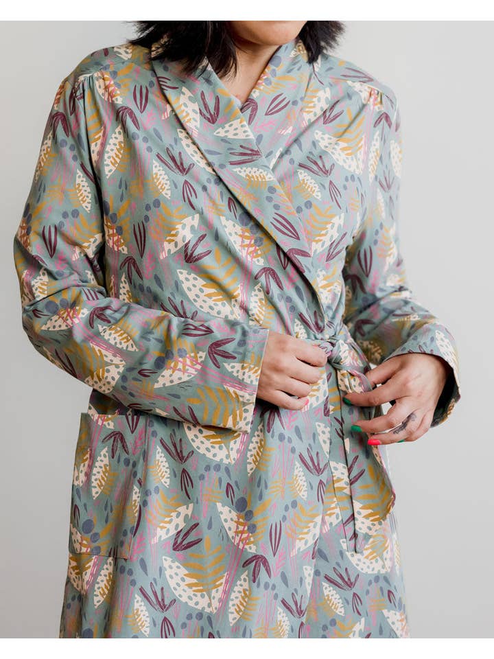 Organic Cotton Women’s Lounge Robe in Whimsy for wholesale on Faire