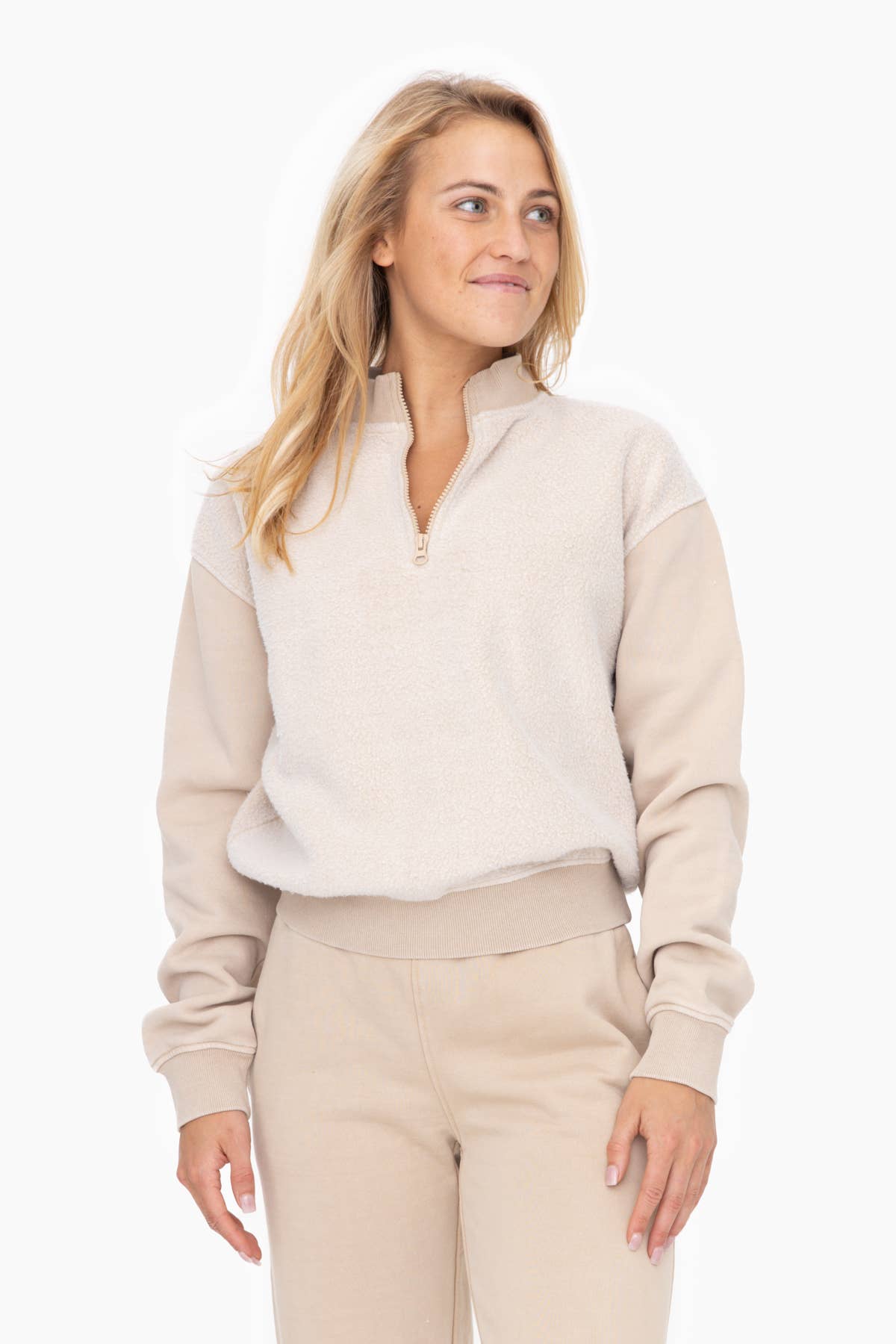 Mono B - Vente Sweat-shirt – femme - Pull à demi-fermeture éclair en polaire vintage12