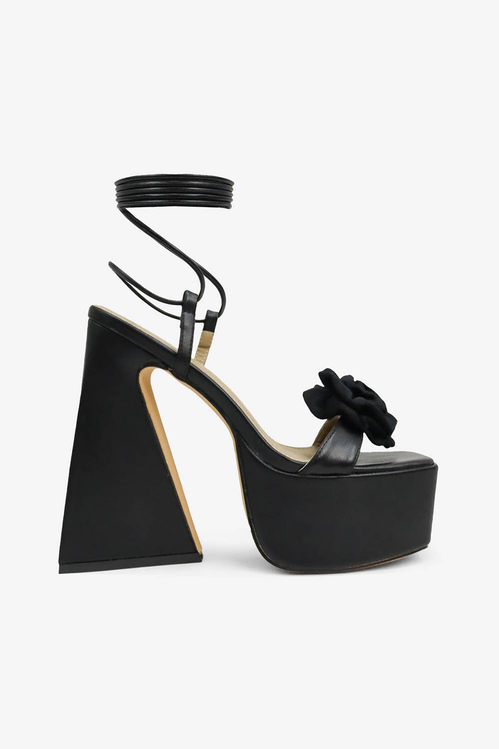 Zwart AIMER - Gesculpteerde Plateauhakken met Bloemendetail voor groothandel op Faire0