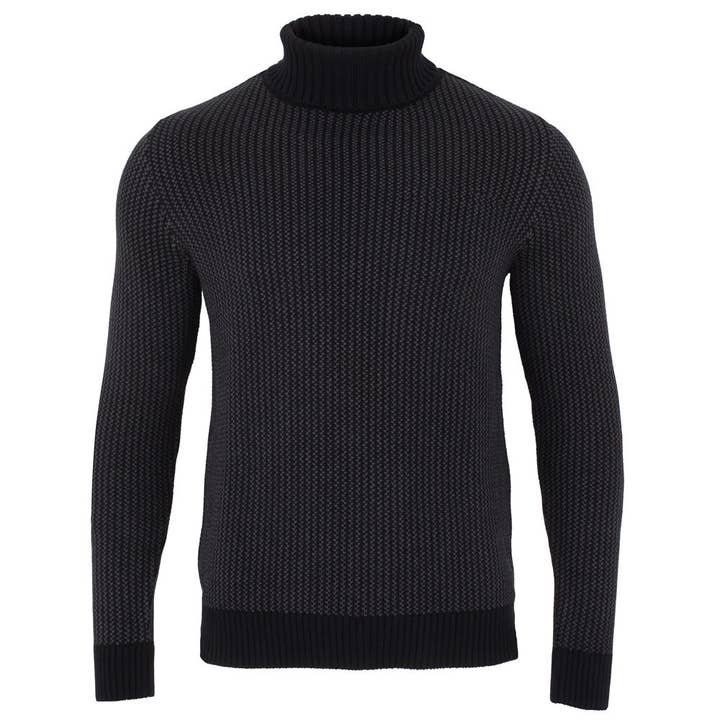 Ecru Mens 100% Cotton Fisherman Tuck Stitch Roll Neck Jumper for wholesale on Faire
