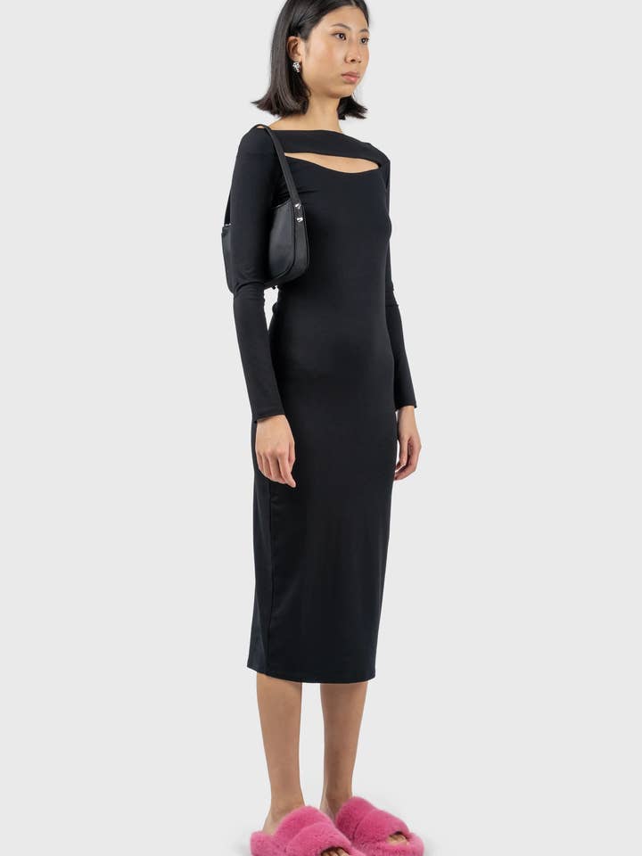 Cut Out Detail Long Sleeve Midi Dress for wholesale by NU-IN