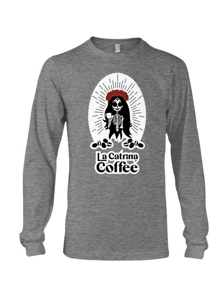 Maglietta unisex a maniche lunghe con logo classico La Catrina Coffee per la vendita all'ingrosso da parte di La Catrina Coffee