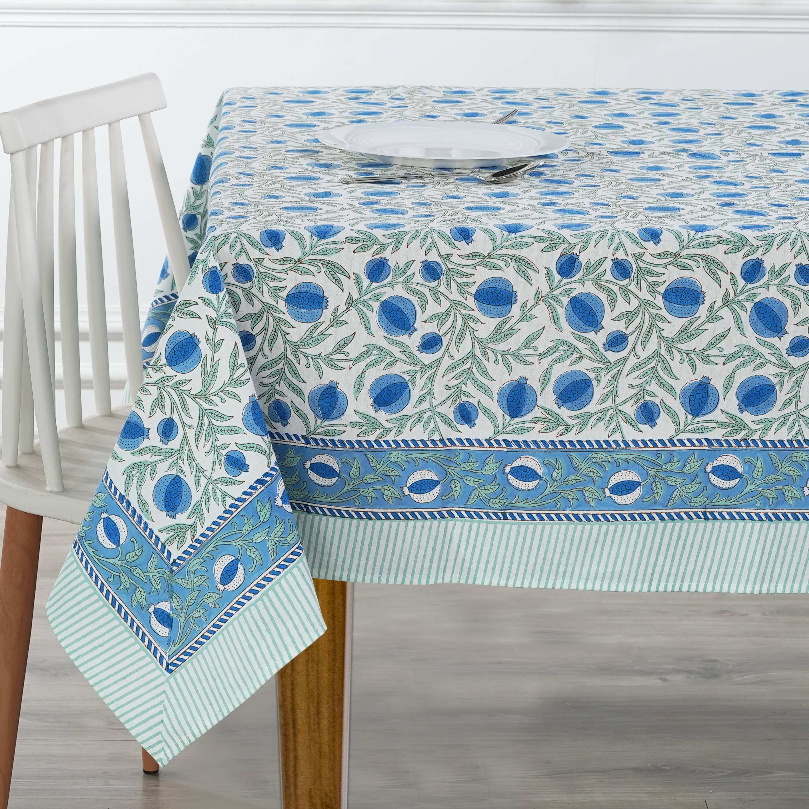 Fabricrush - Wholesale Tablecloth - Fabricrush New Queen Blue Tablecloth Indian Hand Block Print2