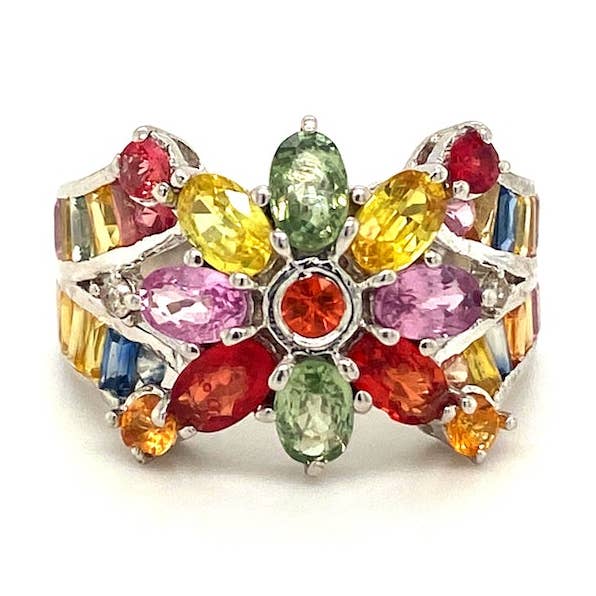 Multi-Saphirring in 925er Sterlingsilber - KSR 19656 für den Großhandel von Kotawala Jewels