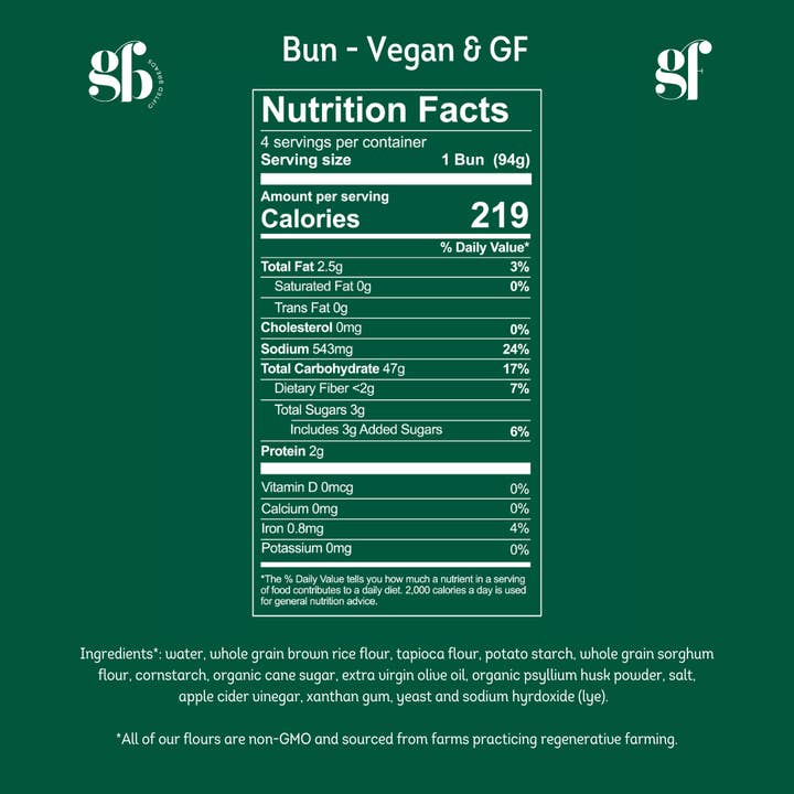 Gifted Breads - Wholesale Bread/Tortilla - Gluten-Free & Plant Based Breads - Bun (Allergy-Friendly)6