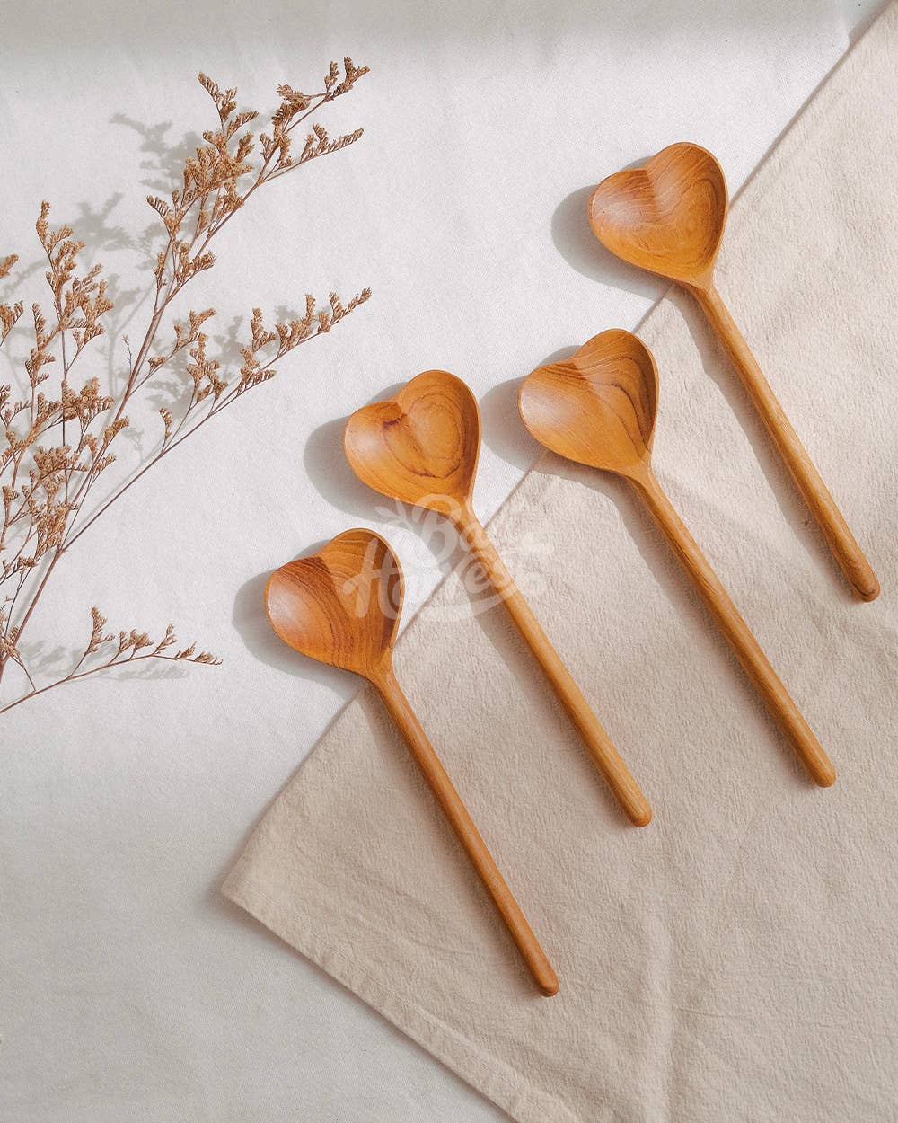 Bali Harvest - Wholesale Serving Utensil - Heart Teak Root Wooden Spoon - Breakfast Dessert Gift Spoon