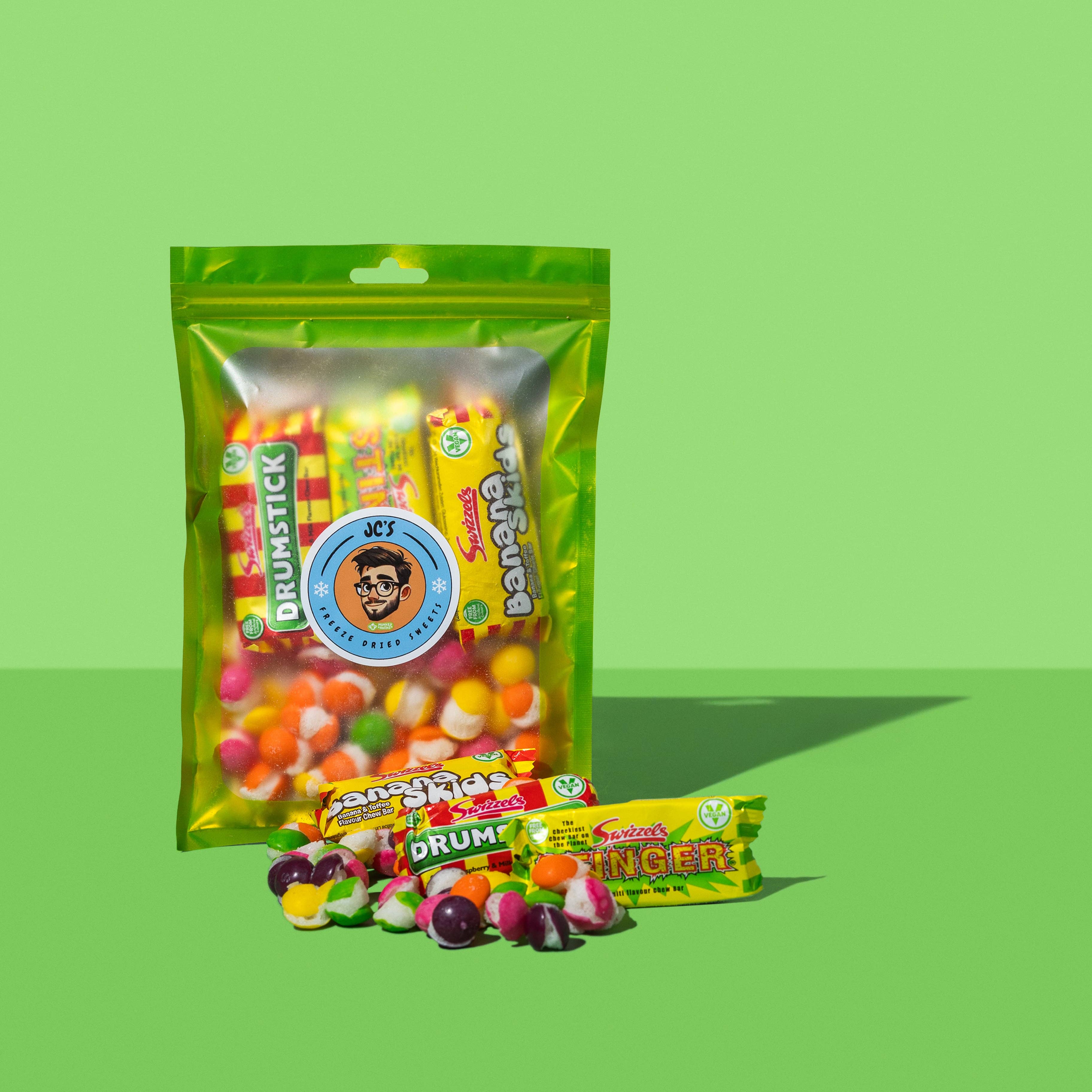 Freeze Dried Sweets UK – wholesale Boiled sweets – JCs Green Mix Bag3