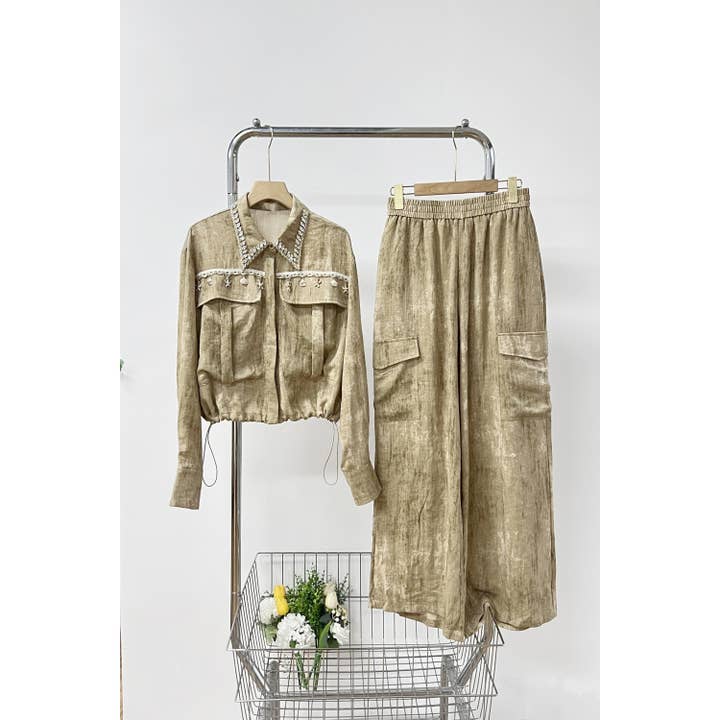 X9121CS Shell Trim Washed Effect Cargo Set for wholesale by XHHH Inc