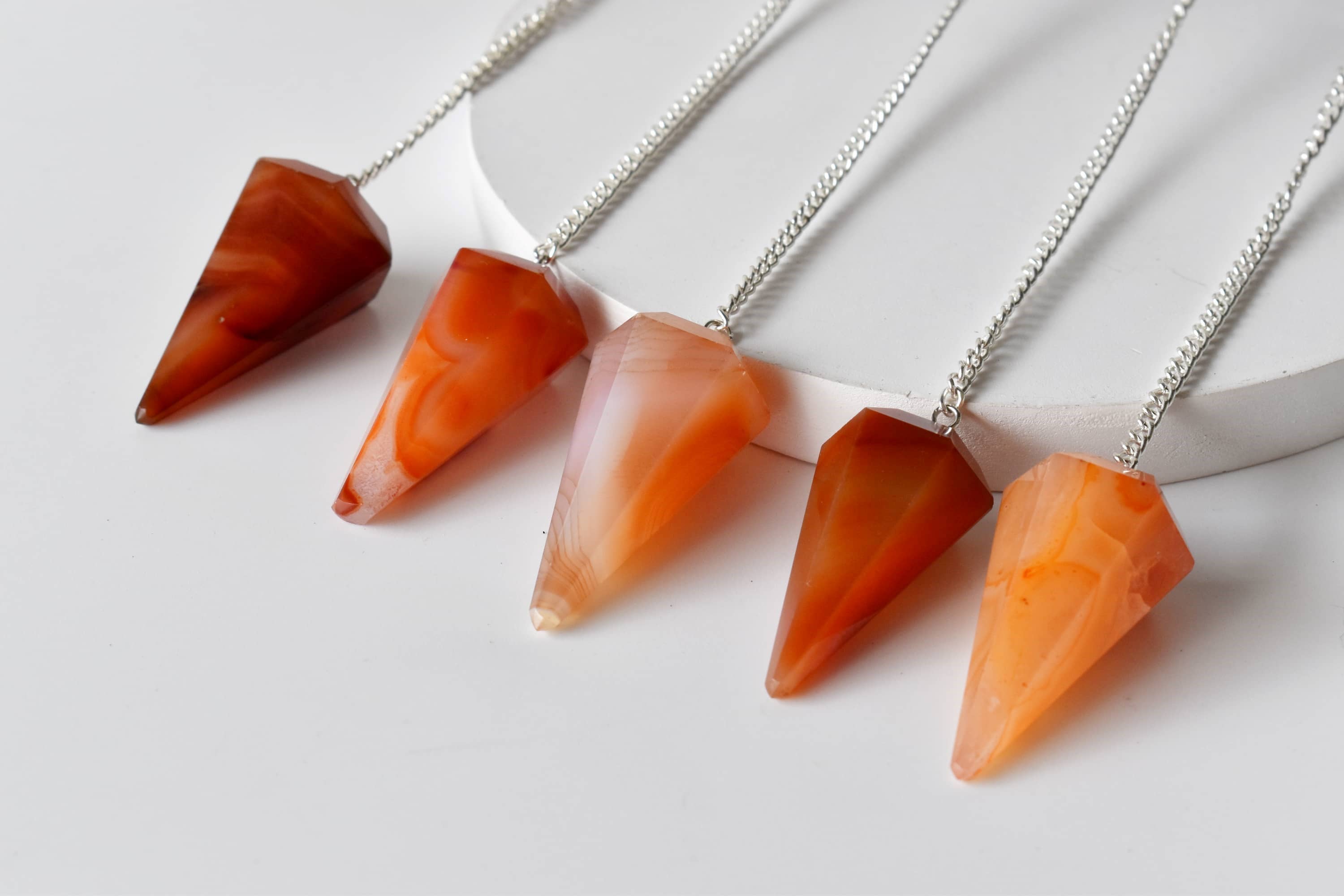 Soothing Crystals - Wholesale Spiritual Stone/Crystal - Dowsing Pendulum | Carnelian | Faceted Crystal Pendulum4