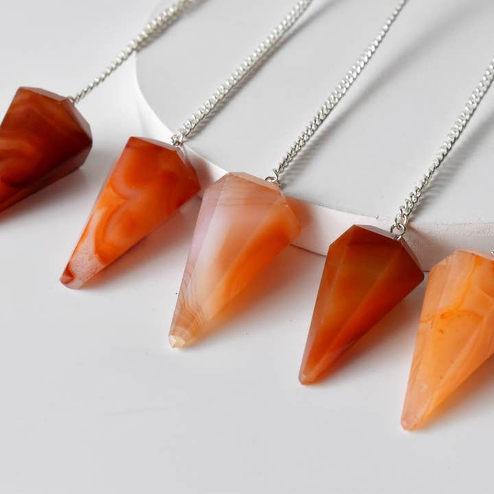 Soothing Crystals - Wholesale Spiritual Stone/Crystal - Dowsing Pendulum | Carnelian | Faceted Crystal Pendulum4