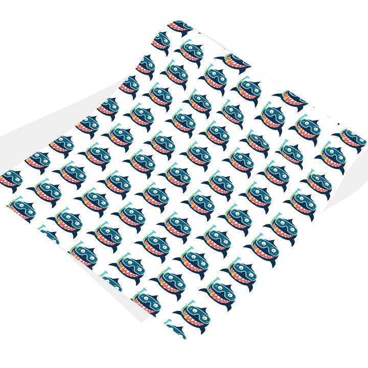 Stesha Wrapt – wholesale Flat wrap – Scuba Diving Shark Wrapping Paper