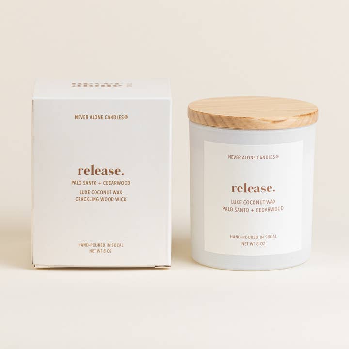 Palo Santo + Cedarwood Scented Candle for wholesale by Never Alone Candles®