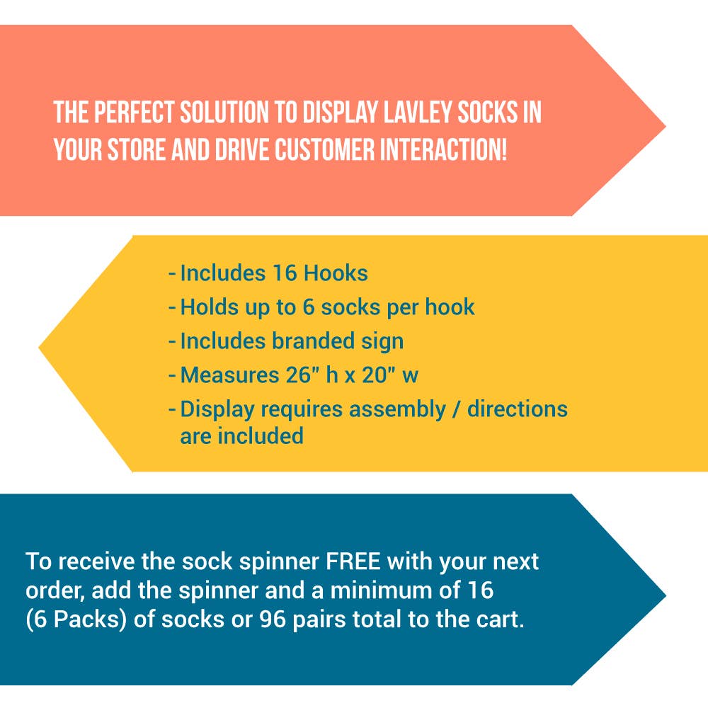 Lavley - Wholesale Retailer Display - Accessories - Retail Sock Display Tabletop Spinner (Order Min - 96 Pairs)3