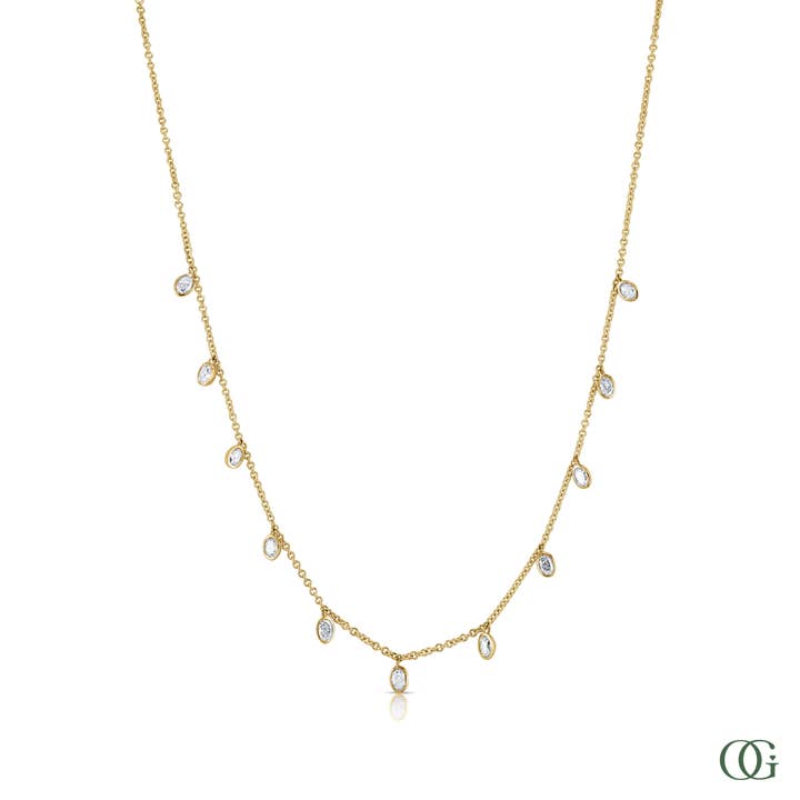 Oval Lab Grown Diamonds by the Yard Necklace 11 Stones (2.00 CTW) for wholesale by Orchid Gems Fine Jewelry