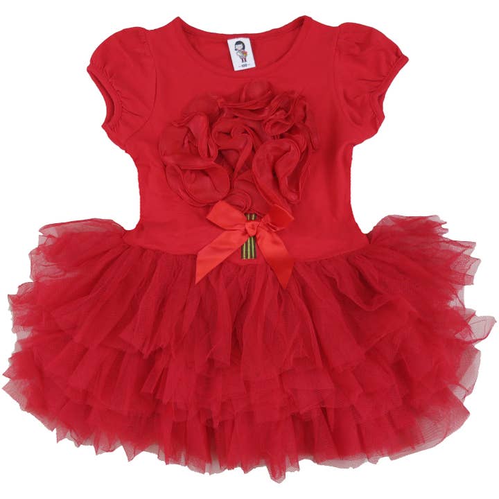 Wenchoice – Großhandel Kleid – Kinder – Rotes 3D-Blumenkleid