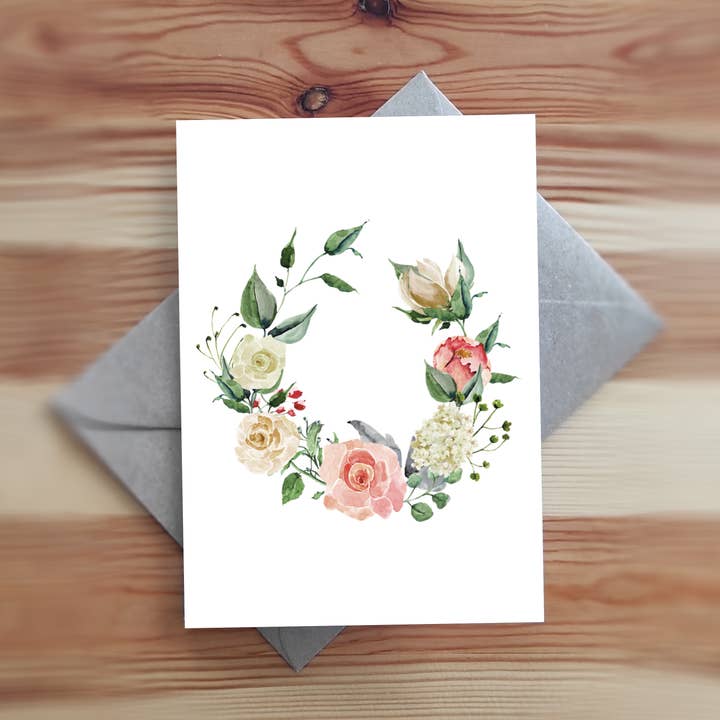 20301 Carte de Vœux Couronne de Roses Romantique Shabby pour la vente par SIMPLY PAPER LOVE