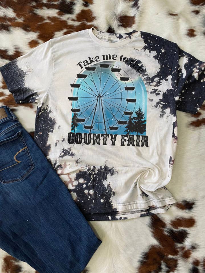 Bring mich zum County Fair Herbst Bleach Tee für den Großhandel von Cute As A Rustic Button