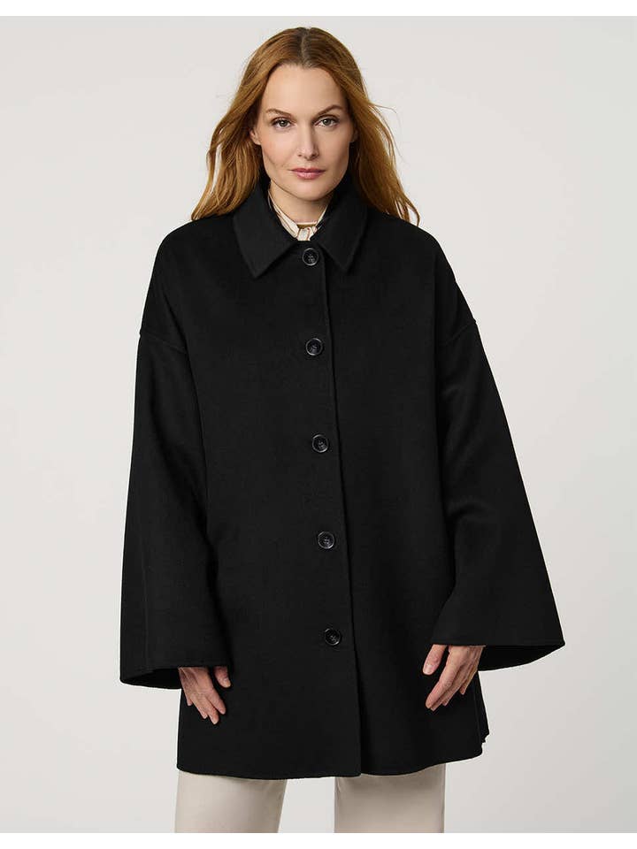 Black Latham Wool Poncho for wholesale on Faire1