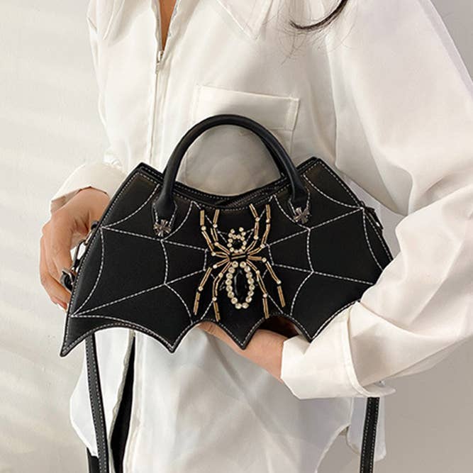 UNISHE - Wholesale Top Handle Bag - Women's - Spider Rhinestone PU Leather Bag ZK48111