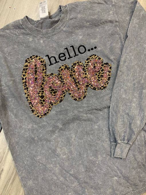 Camisa dupla empilhada de leopardo e lantejoulas Hello Love - 2022 por atacado de Sew Fancy Designs