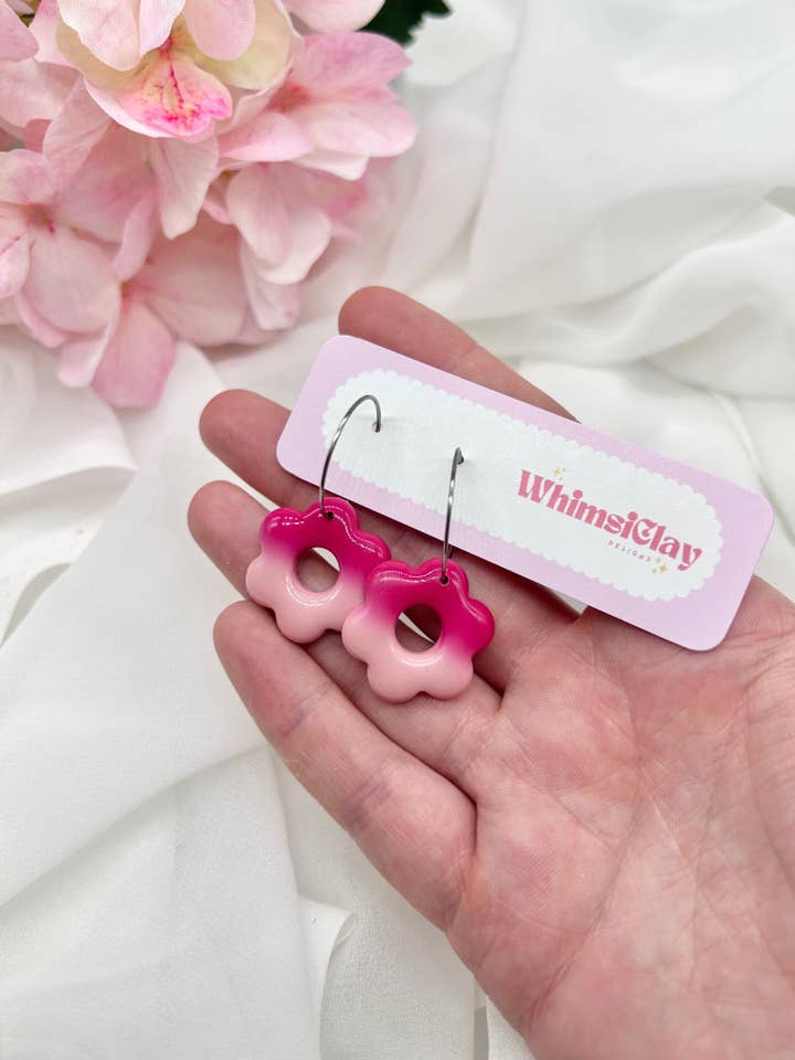 Ombré Flower Hoops for wholesale by Whimsically Designs