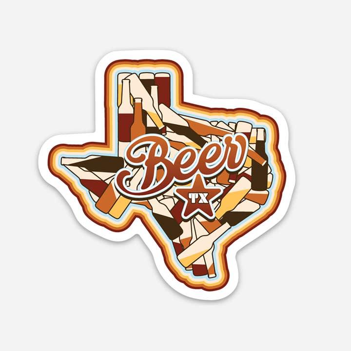 Texas Bottle State Sticker for wholesale by Gusto Graphic Tees