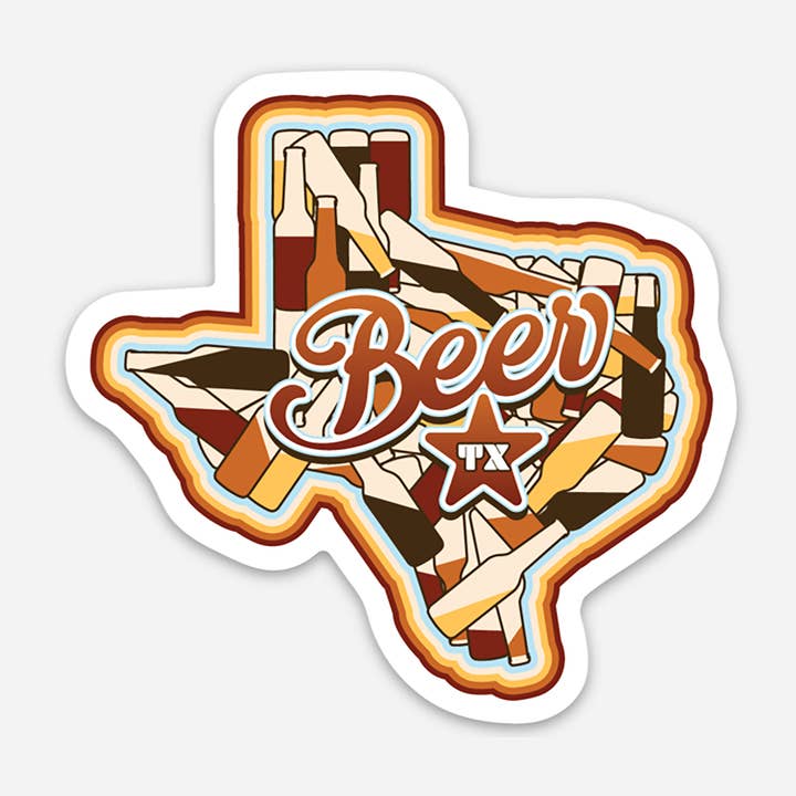 Gusto Graphic Tees - Wholesale Sticker - Texas Bottle State Vinyl Sticker | Texas Beer Sticker0