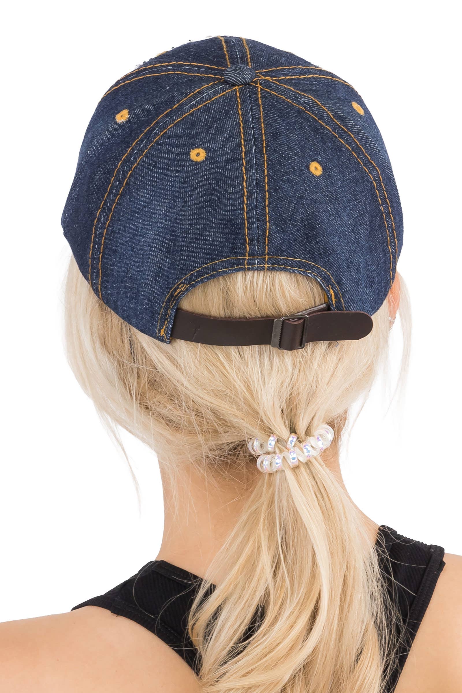 Cap Zone - Wholesale Baseball Cap - Women's - American Flag Bling Patch Denim Baseball Cap9