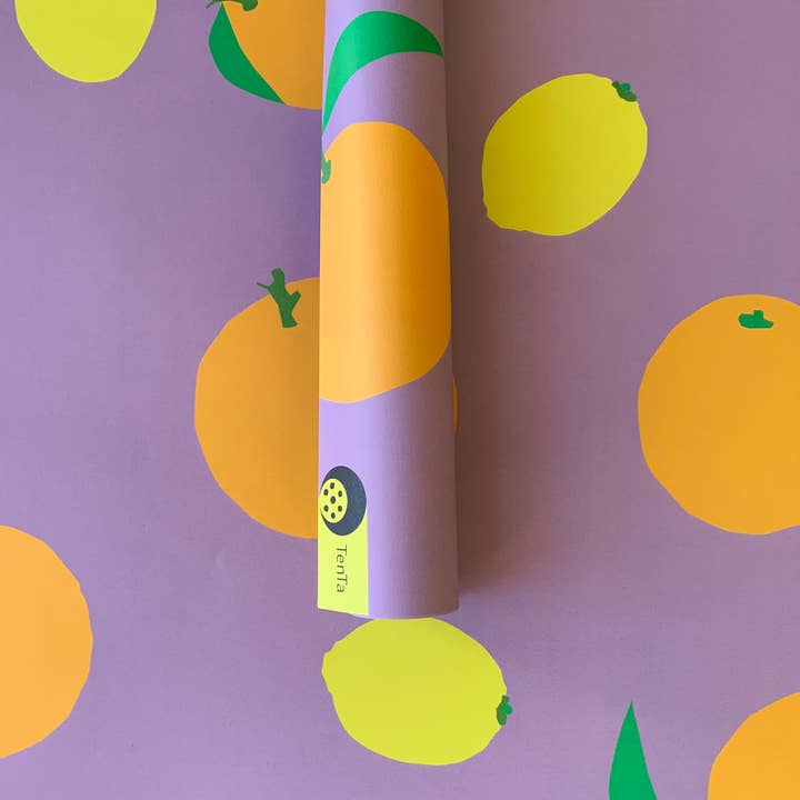 TenTa - Wholesale Wrapping Paper Roll - Modern Orange and Lemon Illustrated Wrapping Paper 1