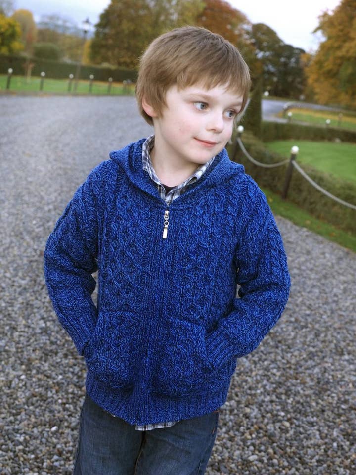 Aran Crafts - Wholesale Cardigan - Kids - Childs Hooded Cardigan HD4039