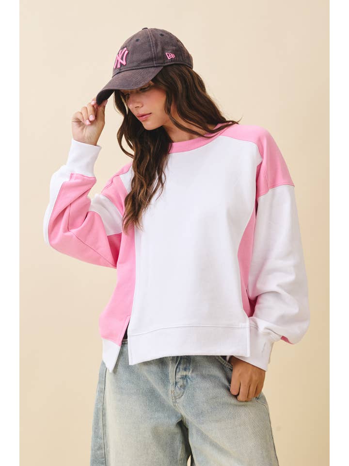 AEMI + CO - Wholesale Sweatshirt - Women's - 9106FK Colorblock Terry Pullover Sweatshirt14