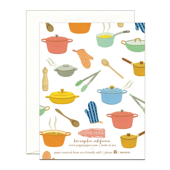 Yeppie Paper - Wholesale Mother's Day Card - Food is Love Pots and Pans Foodie Mother's Day Card