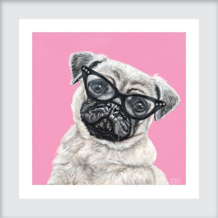 Pug Dog Art Print for wholesale by Emma Sage Fine Art