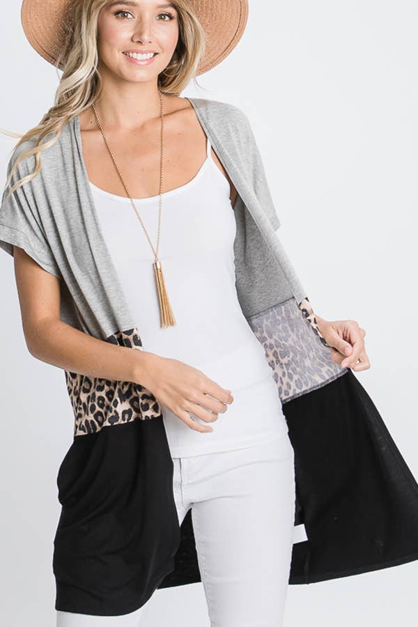 H GRIGIO CARDIGAN APERTO ANIMALIER E TINTA UNITA in vendita all'ingrosso su Faire1