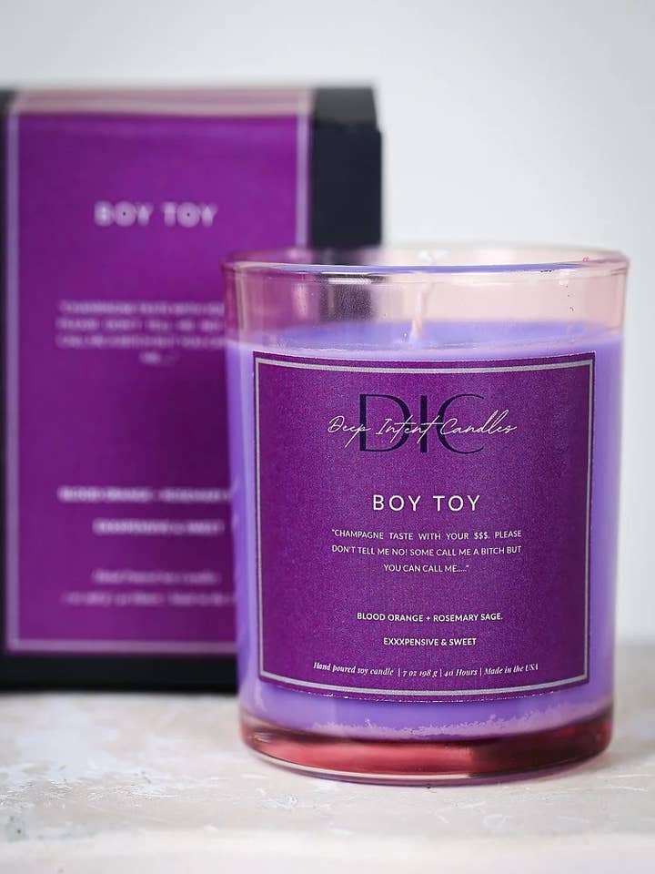 Bougie de soja Boy Toy Orange sanguine et sauge au romarin pour la vente par Deep Intent Candles