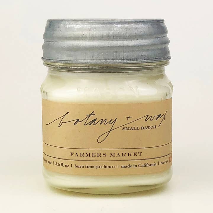 Farmers Market 8oz. Vela de soja en tarro Mason para venta al por mayor de botany+wax