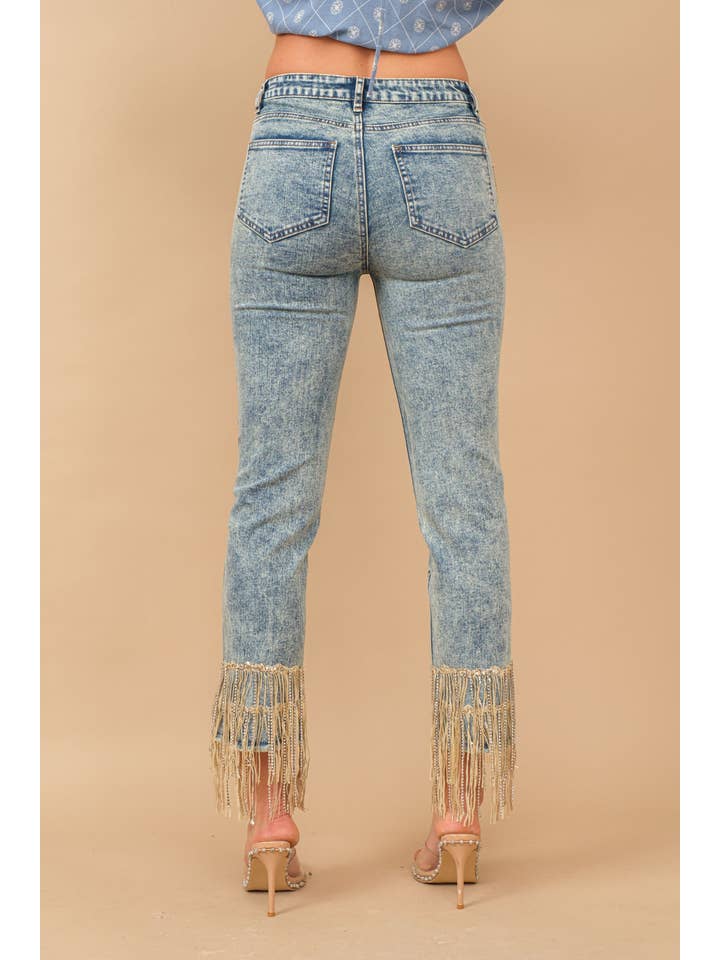 Blue B - Wholesale Jeans - Women's - 80058P - Garment Washed Side Sequin Tape Fringe Denim Jeans11