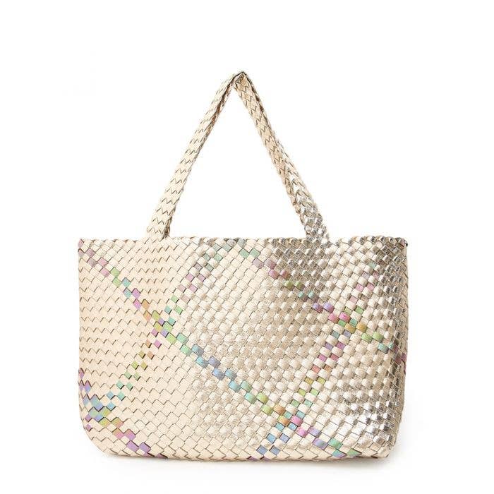 PEACH ACCESSORIES - Wholesale Tote Bag - Women's - Bag in Bag Large Weave Tote Bag 602626