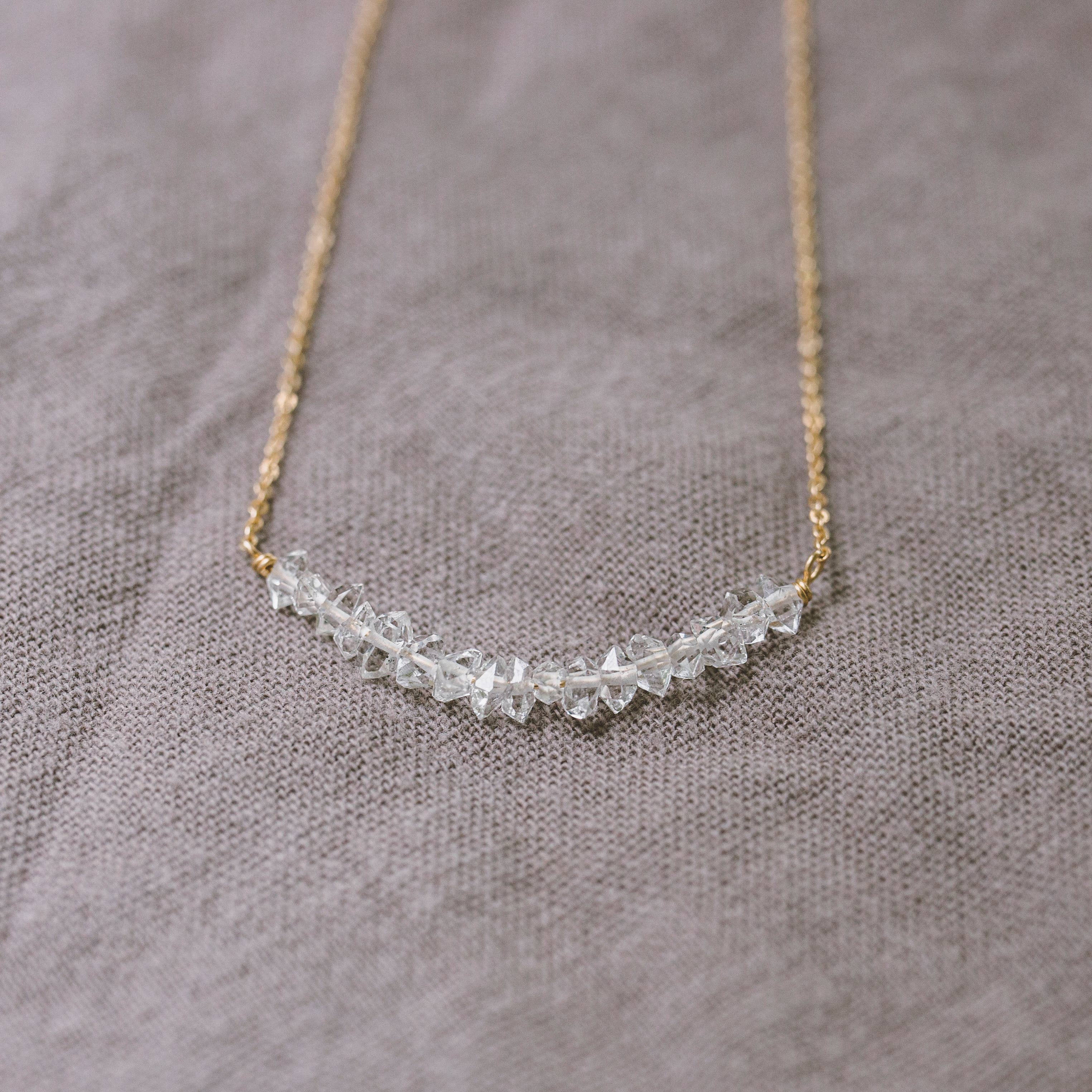 Modest Elements - Wholesale Link & Chain Necklace - Herkimer Diamond Necklace | 14kt Gold Fill + Sterling Silver4